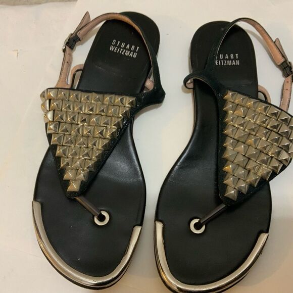 Stuart Weitzman  black flat sandals size 8 - Picture 4 of 10